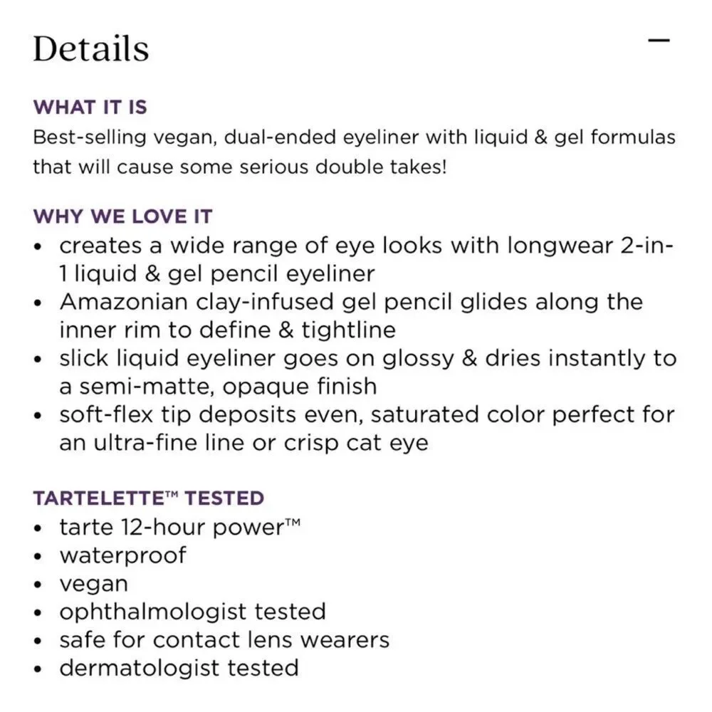 🌷 Tarte Double Take Black Eyeliner New Full sz - Picture 7 of 8